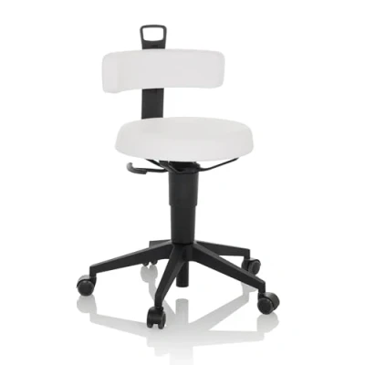 Abbildung von hjh OFFICE Balancestuhl höhenverstellbar TOP Work Flex PU beweglicher Arbeitshocker mit Rückenlehne, Kunstleder Weiß