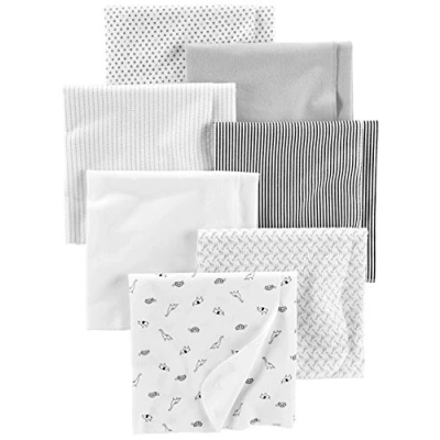 Abbildung von Simple Joys by Carter&#039;s Unisex Baby Spucktücher aus Musselin, 7er Pack, Grau/Weiß/Schwarz, Einheitsgröße