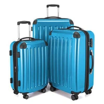 Abbildung von Alex 3er Kofferset, TSA, Trolley Set, Rollkoffer, Reisekoffer, (S, M &amp; L), Cyanblau