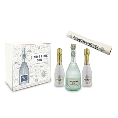 Abbildung von Lind &amp; Lime Geschenkset Gin 0,7L (44% Vol) mit 2x Scavi Ice Prestige 0,2L (12% + Edinburgh News Zeitung [Enthält Sulfite]