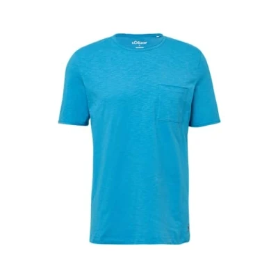 Abbildung von s.Oliver Flamm MIT Brusttasche UND Offenen Kanten Tshirt basic, Herren, Größe: Small, Türkis