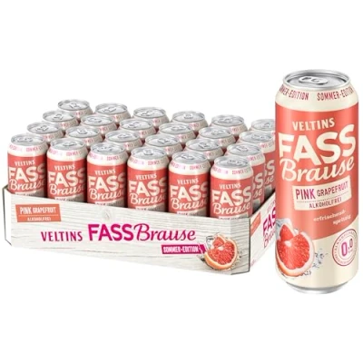 Abbildung von VELTINS Fassbrause Pink Grapefruit Alkoholfrei, EINWEG (24 x 0.5 l Dose)