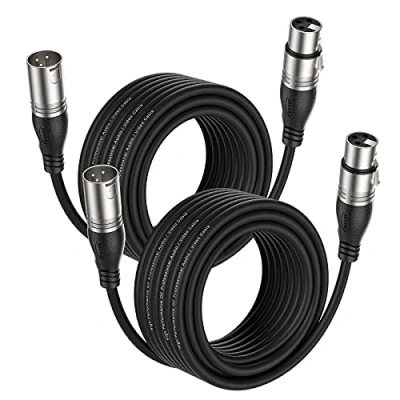 Abbildung von EBXYA DMX XLR Kabel + Mikrofonkabel 2er Pack 10m/30ft symmetrisches 3 poliges Audiokabel mit Stecker auf Buchse (Professionelles Patchkabel)