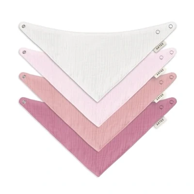 Abbildung von Artee Baby und Kleinkinder Halstuch, Sabberlatz aus 100% Musselin Baumwolle jeweils in Größe S oder M, 4 Stück Set (4, Girlie, M)