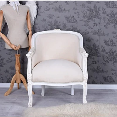 Abbildung von Sessel Barock Bergere en Confessional Armlehnensessel Holz beige cat660b01 Palazzo Exklusiv