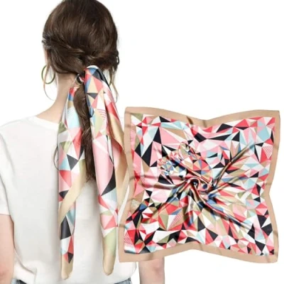 Abbildung von MEANBEAUTY Damen 70 x cm Seidenschal Seide Leicht Bandana mehrfarbig Schal Kopftuch Haarschal Blumen 15