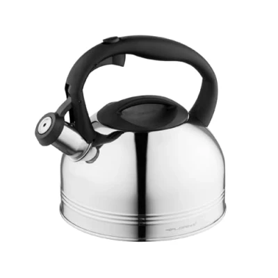 Abbildung von FLORINA Wasserkessel 1,9L I Edelstahl Teekessel ANTER Flötenkessel mit Bakelit Griff Automatischer Pfiff Pfeiffkessel Für Tee &amp; Kaffee alle Herdarten Geeignet Farbe: Silber