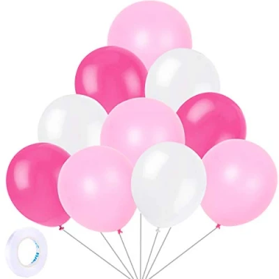 Abbildung von Yiran Luftballons in Hot Pink und Weiß, 30 Stück, Latex mit 1 Band, für Geburtstagsfeiern, Hochzeiten, Jubiläen Feiern, Party Dekorationen