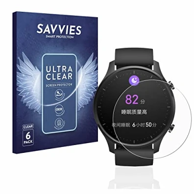 Abbildung von Savvies 6 Stück Schutzfolie für Xiaomi Mi Watch Revolve Displayschutz Folie Ultra Transparent