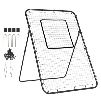 Abbildung von VEVOR Baseball und Softball Rebounder Netz, 1219,2 x 1828,8 mm PitchBack Baseballnest für Pitching Fielding Training, Pitch Return Trainer Rebound Netz mit Ziel, 4 einstellbare Winkel