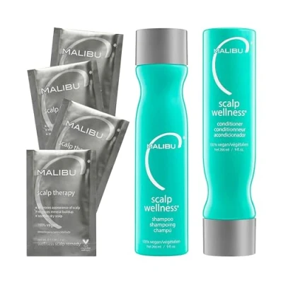 Abbildung von Malibu C Kopfhaut/Scalp Wellness Kollektion (Shampoo 266ml + Conditioner Color Lock Maske 4 x 5 g), 100% VEGAN