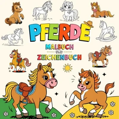 Abbildung von Pferde Malbuch und Zeichnbuch: Entdecke die Schönheit der durch Kunst, 40 kreative spaßige Motive zum Zeichnen, Ausmalen Genießen!