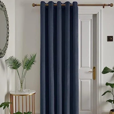 Abbildung von Laurence Llewelyn Bowen Montrose Collection Vorhang aus Samt, 168 x 214 cm (B L), Marineblau, mit Ösen, Thermo und schalldichter in Marineblau