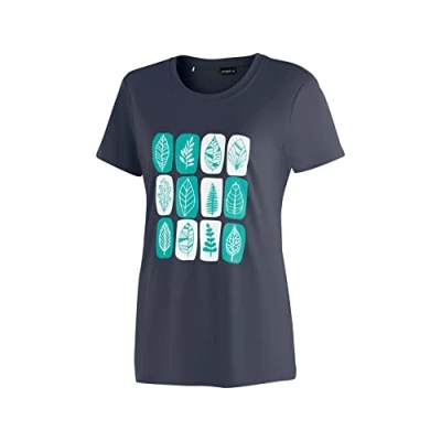 Abbildung von Maier Sports Damen T Shirt Waltraud Print, Kurzarm Piqué Shirt, Tulip Blush/Print Leaves, 40