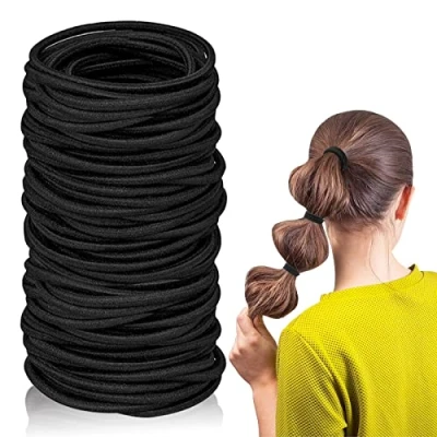Abbildung von Haargummis, 100 Stück Haar Elastische Haargummi,Elastisch Stirnband für Pferdeschwanz Halter Dicke Schwere und Lockiges Frauen Mädchen