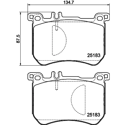 Abbildung von HELLA 8DB 355 020 491 Bremsbelagsatz für Verschleißwarnanzeiger vorbereitet MERCEDES BENZ: S Klasse Limousine, SL Cabrio