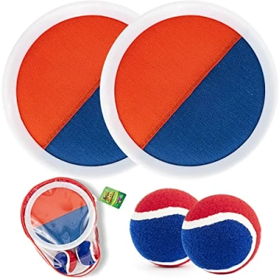 Abbildung von Weokeey Klettballspiel für Kinder Klettball Strandspielzeug Pool Spielzeug Ballspiele Draußen Wurfspiel Garten Outdoor Ostergeschenke 3 4 5 6 7 Jahren Junge Mädchen