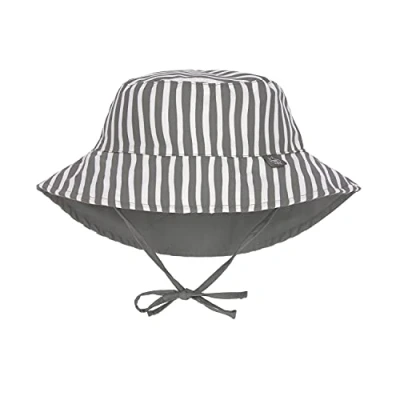 Abbildung von LÄSSIG Baby Kinder Sonnenhut Strandhut Sommerhut Sonnenschutz Kinderhut Babymütze wendbar atmungsaktiv UV Schutz 80/Sun Protection Bucket Hat, Stripes olive, 3 6 Monate