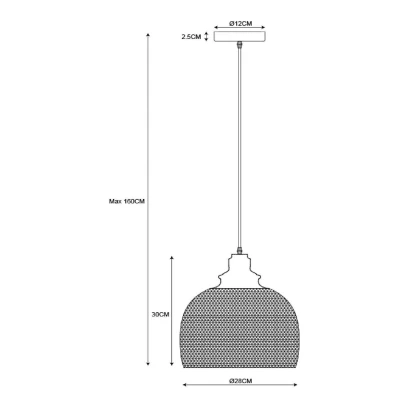 Abbildung von Lucide MESH Pendelleuchten Ø 28 cm 1xE27 Schwarz