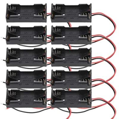 Abbildung von Batteriehalter, 10 Stück 2X 3X AAA Batteriefach Kunststoffbox mit Kabel für elektronische Spielzeug Haushaltsgeräte Fernbedienung(2X AAA)