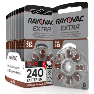 Abbildung von 240 Hörgerätebatterien Rayovac Extra 312. mit Sound Fusion Technologie (30 Blister à 8 Batterien)