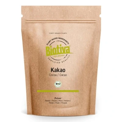 Abbildung von Kakao Pulver Bio 10kg (10x1kg) 100% reines Kakaopulver stark entölt (11% Fett) ohne Zucker Zusatzstoffe Abgefüllt und kontrolliert in Deutschland Biotiva