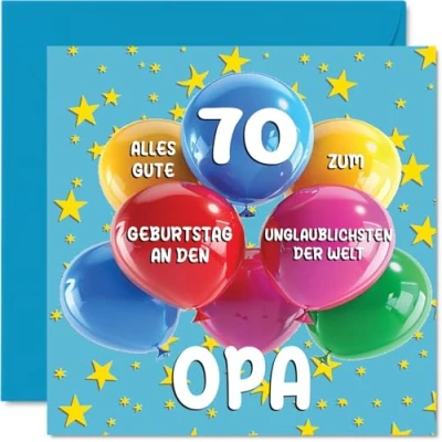 Abbildung von Stuff4 70. Geburtstagskarte Opa Unglaublichsten der Welt Geburtstagskarten für 70 Jahre von Enkel Enkelin, 145mm Geburtstag Glückwunschkarten
