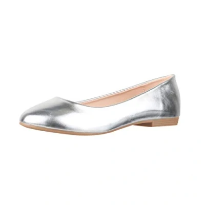 Abbildung von Elara Damen Ballerina Bequeme Slip Ons Flach Chunkyrayan P B3039 Silber 38