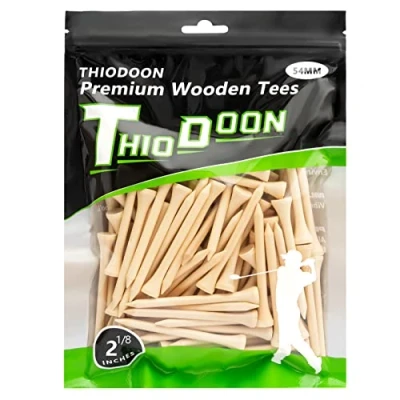 Abbildung von THIODOON Golf Tees,54mm weniger Reibung, Holz Tees, Training für Golfspieler, professionelle Tees aus Naturholz, 100 Stück