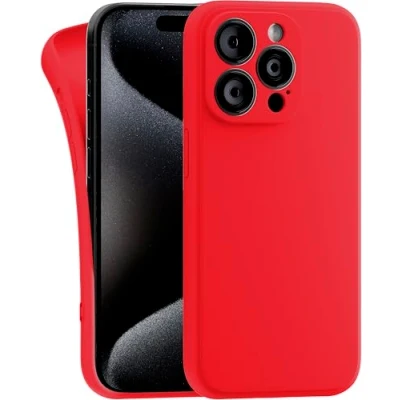 Abbildung von MyGadget Hülle Kompatibel mit iPhone 15 Pro robuste Silikon Schutzhülle TPU Case Slim Silikonhülle Back Cover Kratzfest Handyhülle Matt Rot