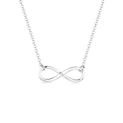 Abbildung von DIAMORE Halskette Damen mit Infinity Anhänger und Diamant (0.03 ct.) in 925 Sterling Silber 45 cm lang