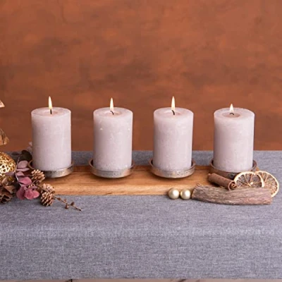 Abbildung von Kamelio Adventskranz Holz für Stumpenkerzen Advent Kerzenhalter länglich Kerzenständer