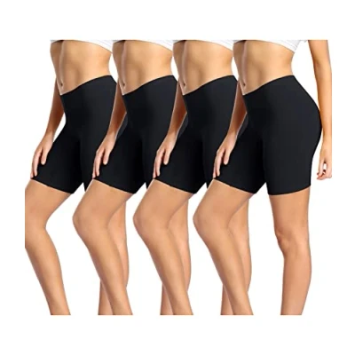 Abbildung von wirarpa Radlerhose Damen Kurz Baumwolle Boxershorts Unter Kleid Rock Unterhosen mit Bein Anti Scheuern Leggings 4er Pack Schwarz Größe 5XL