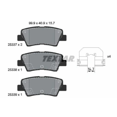 Abbildung von TEXTAR 2533703 Bremsbelagsatz mit akustischer Verschleißwarnung Zubehör HYUNDAI: i30 III Schrägheck, II Kombi