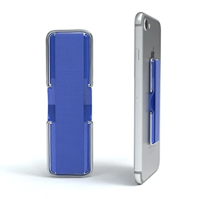 Abbildung von EAZY CASE Smartphone Fingerhalterung/Fingerhalter mit Standfunktion I Handy Haltegriff, Fingerschlaufe, Finger Halterung, Smartphonehalter, Selfie Handyhalter, 2 Metallclips, Blau