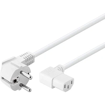 Abbildung von goobay 96043 Kaltgerätekabel 1,5m / 90 Grad C13 Kaltgerätebuchse &amp; Schutzkontaktstecker Universelles PC Monitor Stromkabel Winkelstecker Netzkabel Weiß