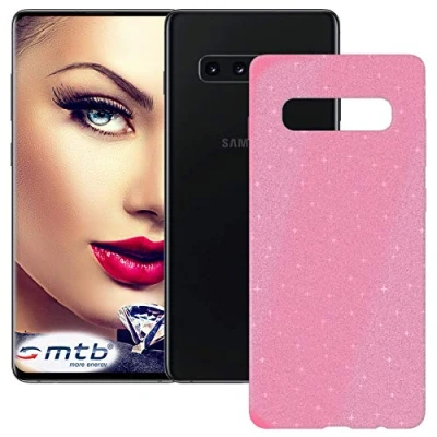 Abbildung von mtb more energy® TPU Hülle Shine für Samsung Galaxy S10+, S10 Plus (SM G975, 6.4&#039;&#039;) Pink Glitzer Effekt flexibel Schutzhülle Case Cover Tasche