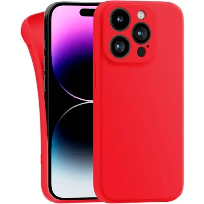 Abbildung von MyGadget Hülle Kompatibel mit iPhone 14 Pro robuste Silikon Schutzhülle TPU Case Slim Silikonhülle Back Cover Kratzfest Handyhülle Matt Rot
