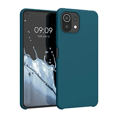 Abbildung von kwmobile Hülle kompatibel mit Xiaomi 11 Lite (5G) NE/Mi Silikon Handy Case Handyhülle weiche Oberfläche kabelloses Laden Petrol matt