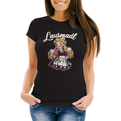 Abbildung von MoonWorks Print Shirt Damen T Trachtenshirt Dirndl Lausmadl Bayern Bier Kostüm Tracht mit
