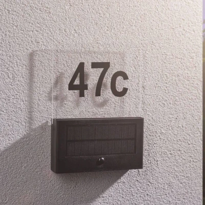 Abbildung von Paulmann LED Außen Wandleuchte &quot;Solar Hausnummernleuchte Neda IP44 2200K 18lm Anthrazit&quot;, 1 flammig, Bewegungsmelder insektenfreundlich
