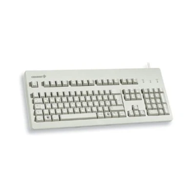 Abbildung von CHERRY G80 3000, Kabelgebundene Mechanische Tastatur, EU Layout (QWERTY), USB Anschluss, Robust, Programmierbare Tasten, MX BLUE Switches, Hellgrau