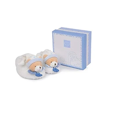 Abbildung von Doudou et Compagnie Baby Hausschuhe mit Rassel, Blau