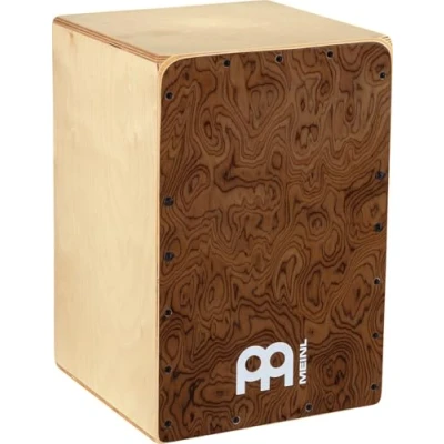 Abbildung von Meinl Percussion Snarecraft Cajon Instrument Kompakte Trommelkiste mit zwei Snare Teppichen Schlagfläche Burl Wood (SC80BW)