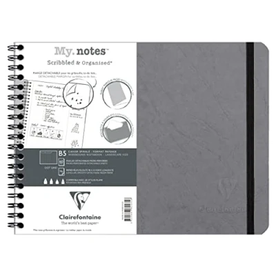 Abbildung von Clairefontaine 782435C Age Bag My.Notes Spiralbuch mit abtrennbaren Rändern, 25x19cm, 60 Blatt 90g DOT Grau, 1 Stück