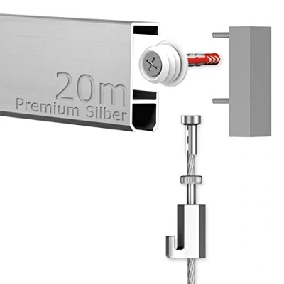 Abbildung von hang it 20 Meter Premium Bilderschienen Galerieschienen Komplett Set