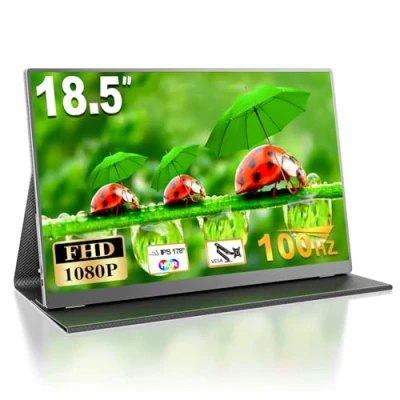 Abbildung von MOMODS Portable Monitor 18,5 Zoll 100Hz Tragbarer Gaming Monitor, IPS 1080P HDR VESA Mobiler Bildschirm mit Mini HDMI USB Typ C Ansculuss, für Laptop, Handy, Mac, Xbox, PS5