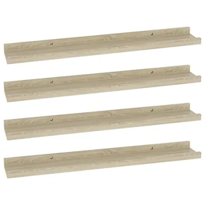 Abbildung von vidaXL 4X Wandregal Bücherregal Wandboard Schweberegal Hängeregal Dekoregal Freischwebend Regal Büroregal Wandablage Sonoma Eiche 60x9x3cm