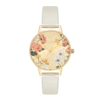 Abbildung von Olivia Burton Analog Quarzuhr für Damen mit Silbernes Lederarmband OB16BF35