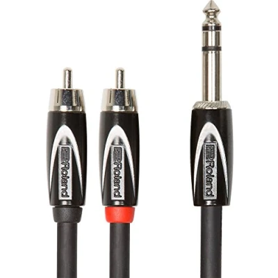 Abbildung von Roland Black Series Interconnect Insert/splitter cable 1/4 inch TRS to two RCA connectors, 10ft/ 3m RCC 10 TR2RV2